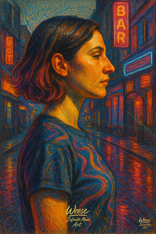 Stillness in Neon: A Portrait of Distance