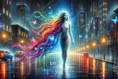 Neon Rain Reverie: The Muse of Chromatic Serenity