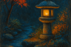 Lantern by the Autumn Stream