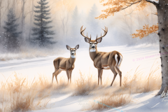Winter Serenity: Majestic Deer Duo