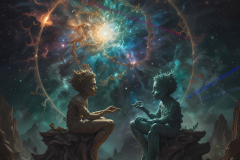 Eternal Dialogue Beneath the Cosmic Bloom