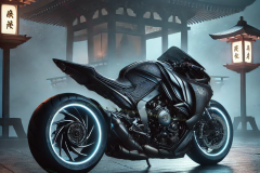 Neo-Shogun Velocity: Cyberbike Under the Temple Moonlight