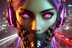 Neon Requiem: Cyber Siren of the Future Cityscape