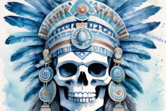 Aztec Death God: Mictlantecuhtli in Cool Tones