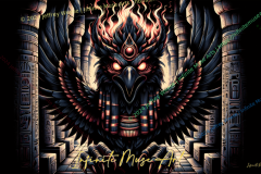 Eternal Sentinel of the Inferno: Mystical Firebird in an Ancient Temple