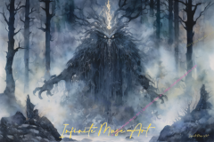 Nyx’s Shadow: The Ethereal Guardian Emerging from the Mist
