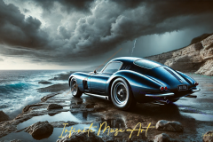Elegance on the Edge: Classic Supercar Against a Stormy Seascape
