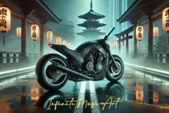 Neo-Samurai Steel: Cyberbike Under Lantern Skies