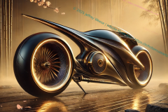 Neo-Samurai Velocity: Futuristic Motorcycle in a Zen Bamboo Forest