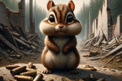 Apocalyptic Chipmunk: A Tale of Innocence and Resilience Amid Ruins