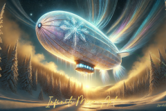 Celestial Winter Voyage: The Frozen Airship of Aurora Skies