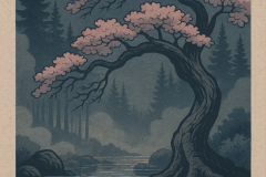Moonlit Blossom Over Still Waters