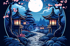 Pathway of Serenity: Moonlit Garden