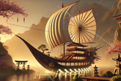 The Floating Pagoda: A Mythic Voyage Through Sakura Skies