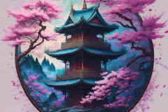 Whispers of Sakura: A Tranquil Pagoda Amidst Ethereal Cherry Blossoms