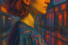 Stillness in Neon: A Portrait of Distance