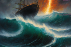 Survival Against the Elements: The Tempest’s Embrace – A Nautical Masterpiece
