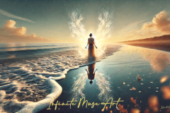 Celestial Dawn: A Mesmerising Blend of Ethereal Wings and Reflective Serenity