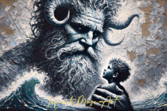 Leviathan’s Embrace: A Mythical Guardian’s Tender Watch Over the Tides