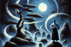 Moonlit Stillness: The Warrior Between Worlds