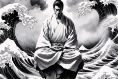 Samurai's Tranquility Amidst the Tempest