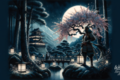 Under the Moonlit Blossom: The Samurai’s Vigil