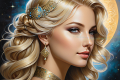Celestial Muse in Radiant Elegance: A Mythical Portrait of Timeless Beauty