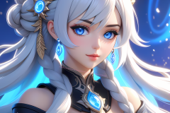 Azure Elegance: A Celestial Portrait of Mystical Beauty and Grace