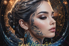 Celestial Enigma: Ethereal Portrait in Cosmic Dreamscape