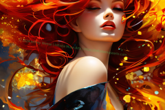 Ember Kissed: Portrait of Fire and Serenity