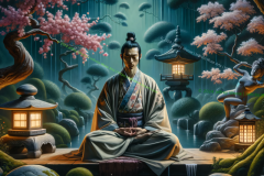 Ethereal Serenity: Moonlit Meditation in a Japanese Garden