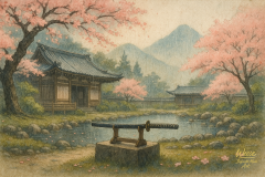 The Blade at Rest Beneath Spring Rain