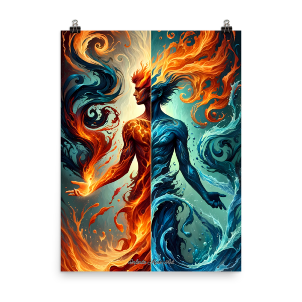 Convergence of Elements: Fire Meets Water Art Print