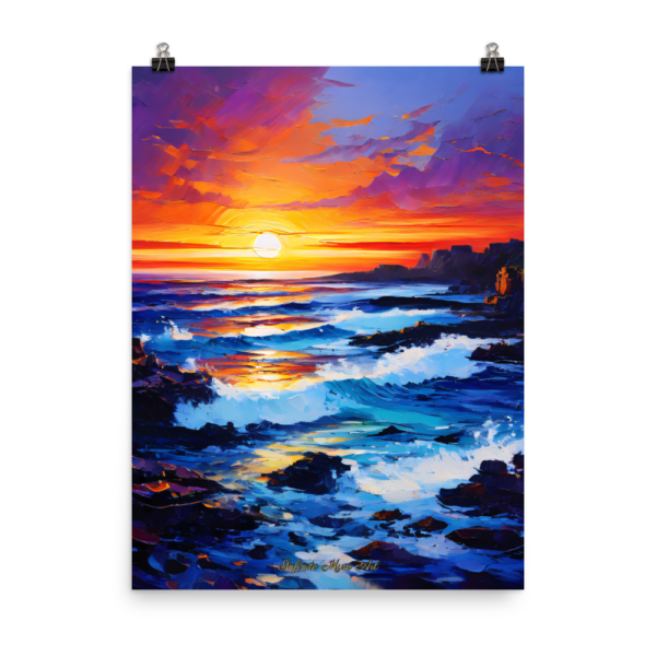 Crimson Horizons: Vibrant Sunset Seascape Canvas Print