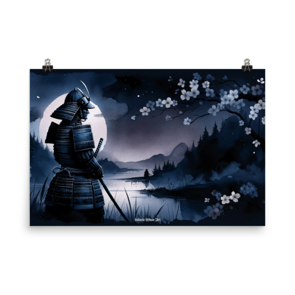 Moonlit Samurai Guardian of the Night - Japanese Poster-Paper Print 24x36