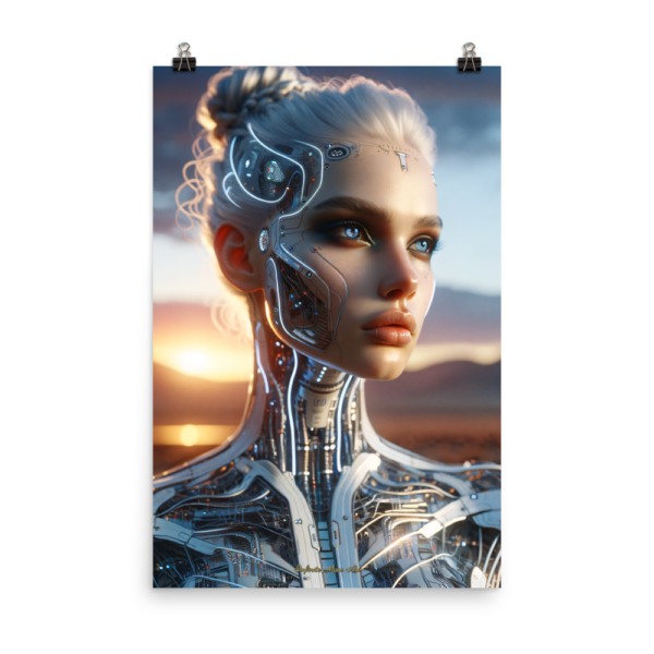 Majestic Aura - Futuristic Cyborg Portrait Poster 24x36