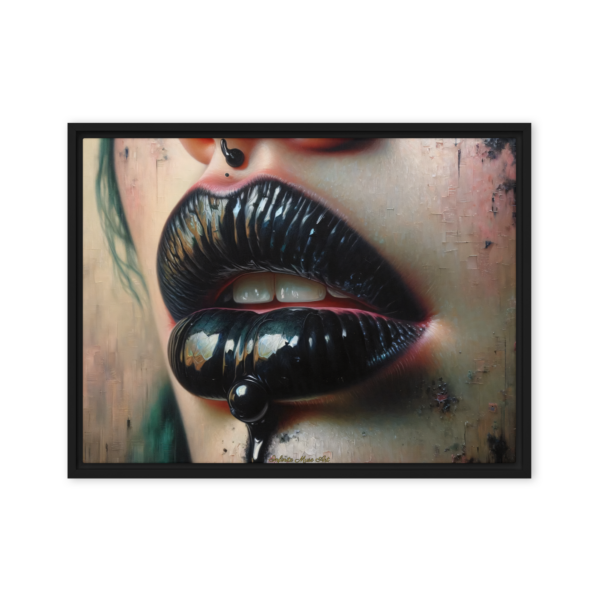 Noir Eclipse - Scarlet Whispers Framed Canvas Print