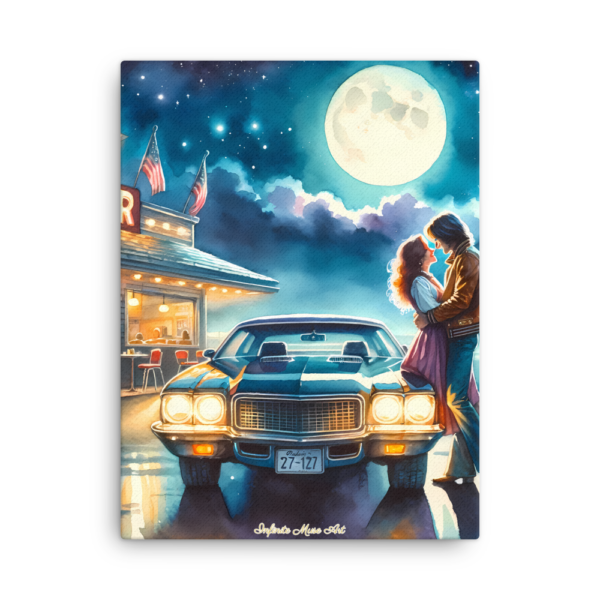 Moonlit Romance at the Diner - Chrome Reflections Series Art Print