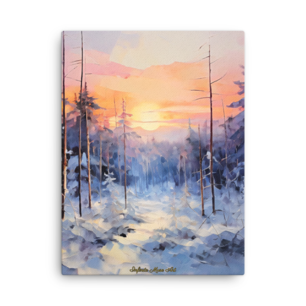 Dawn's First Blush - North Country Winters Winter Solitude Canvas Print 18x24