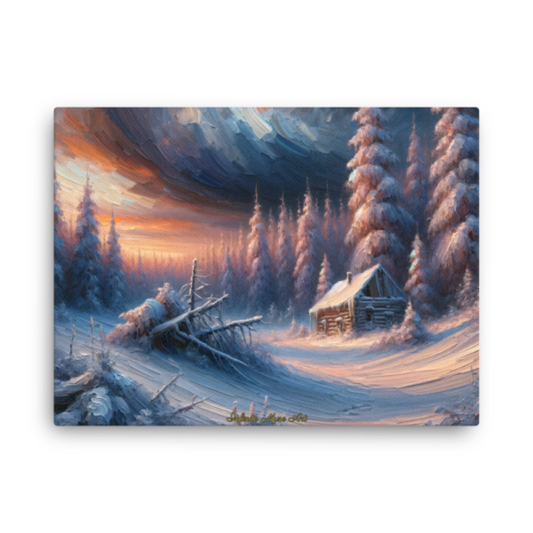 Winter's Cold Embrace - North Country Winters Slumbering Shelters Canvas Print 18x24