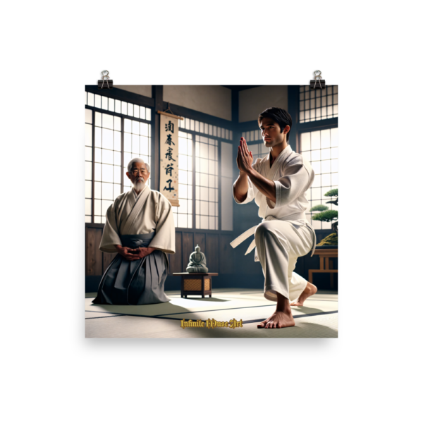 Japanese Martial Arts Training Art Print - Master and Apprentice (16x16 inches) - Infinite Martial Arts Collection