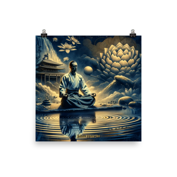 Zen Warrior's Reflection - 18x18in Japanese Poster-Paper Print