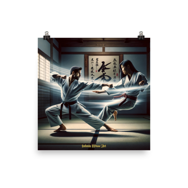 Harmony of Discipline – 18x18in Martial Arts Dojo Duel Art Print on Poster Paper