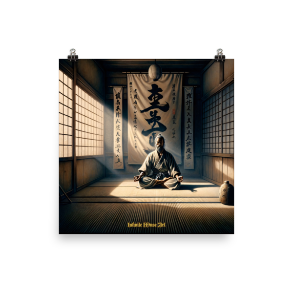 Zen Mastery: The Path of Stillness – 18x18in Meditative Japanese Dojo Art Print on Poster Paper