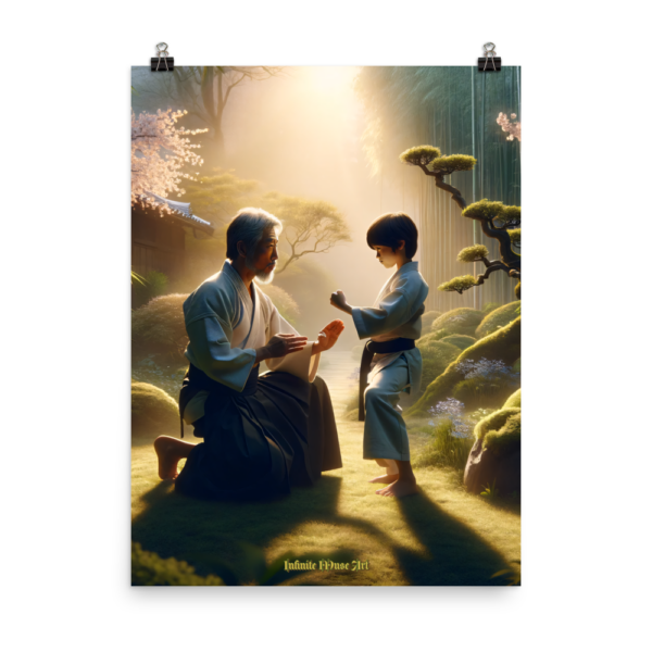 Japanese Martial Arts Mentor Art Print - Guidance in the Bamboo Grove (18x24 inches) - Infinite Martial Arts Collectionr