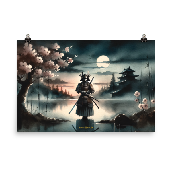 Japanese Samurai Art Print - Whispers Under the Waning Moon (24x36 inches) - Infinite Martial Arts Collection