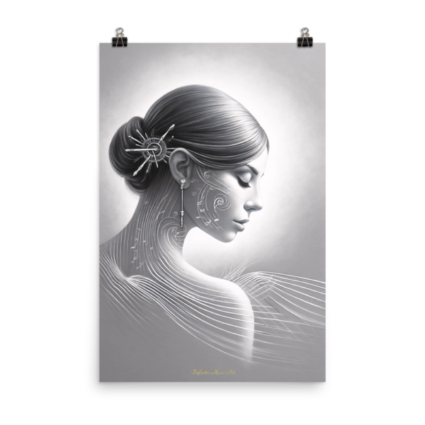 Elegant Female Portrait Art Print - Harmonic Silhouette (24x36 inches) - Unique Art Piece