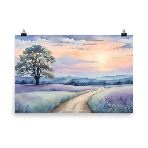 Whispers of the Crossroads at Dawn - Tranquil Landscape Art Print (24x36 inches) - Unique Canvas Piece