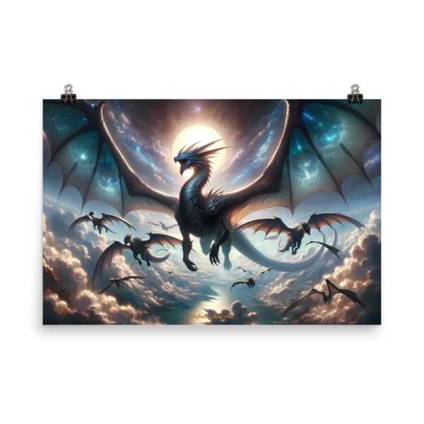 Skyward Sovereign: A Majestic Dragon Art Print on Japanese Poster Paper - A Unique Piece by Infinite Muse Arts