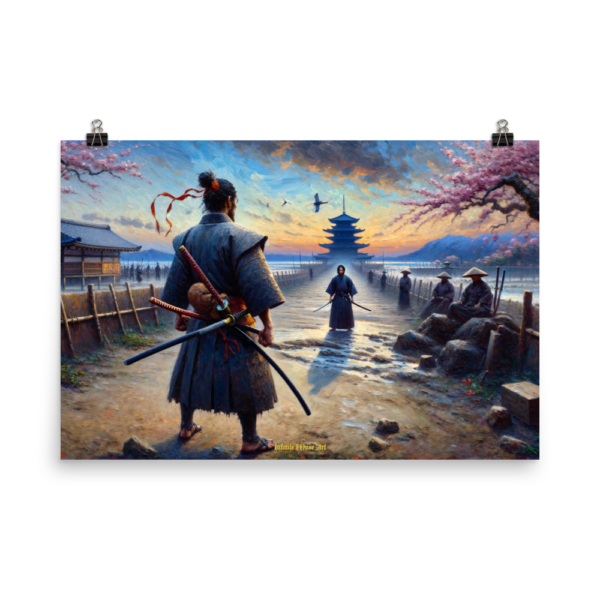 Twilight Samurai Standoff – 24x36in Japanese Art Print on Poster Paper